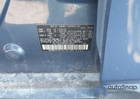 2021 Subaru Outback Limited from USA, damaged, VIN 4S4BTANC0M3189385